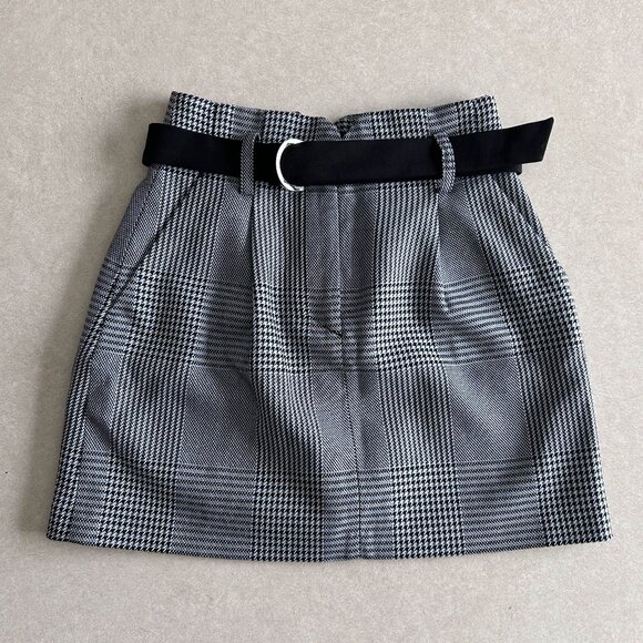 Maje Jadie Belted Houndstooth Mini Skirt EU34 / US2 ASO Emily in Paris - Picture 9 of 14
